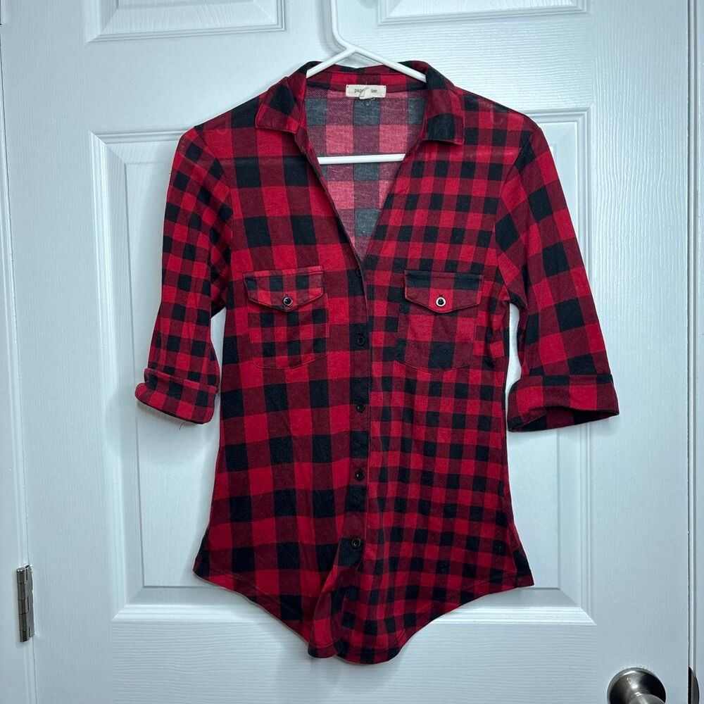 S Paper + Tee Buffalo Plaid Button Down TopBlouse